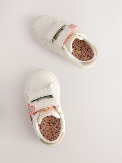 White Wide Fit (G) Touch Fasten Trainers image 4