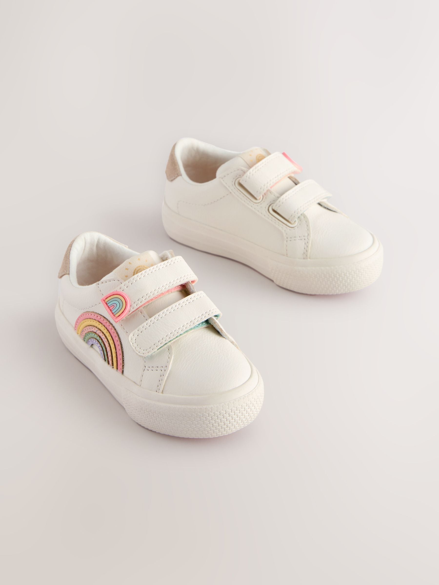 White Wide Fit (G) Touch Fasten Trainers image 1