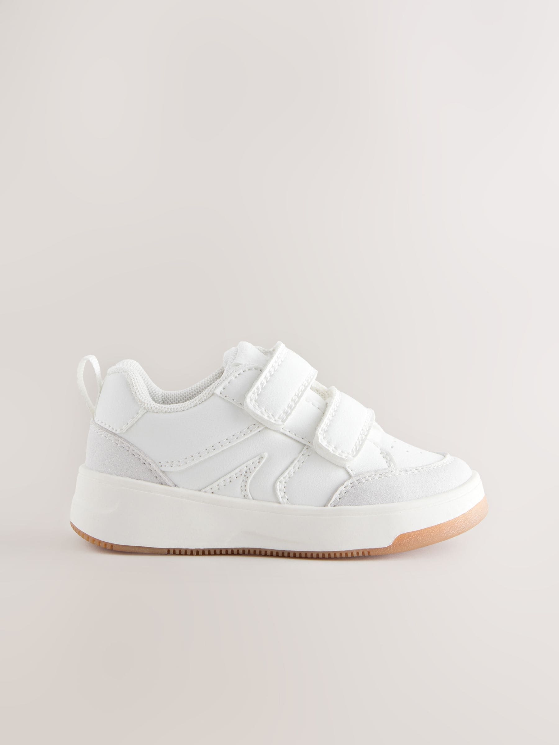 White Wide Fit (G) Touch Fastening Two Strap Trainers image 3