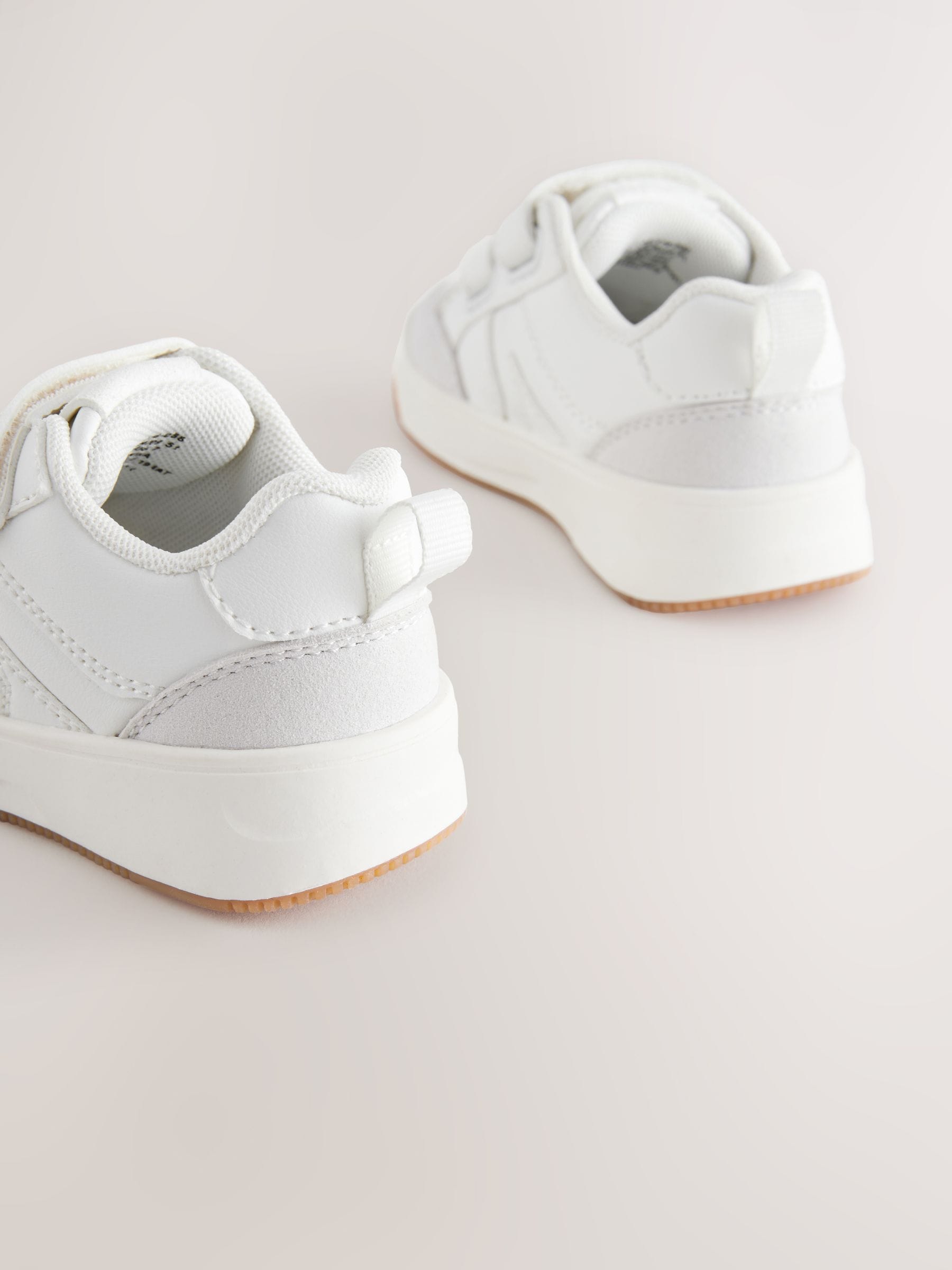 White Wide Fit (G) Touch Fastening Two Strap Trainers image 3