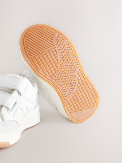 White Wide Fit (G) Touch Fastening Two Strap Trainers image 4