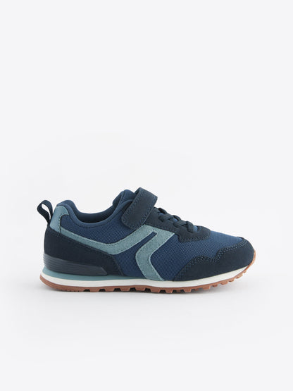 Navy Blue Wide Fit (G) One Strap Elastic Lace Trainers image 2