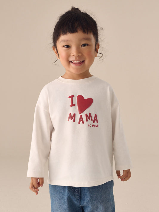 Dsiney Kidz - Ecru White Mama Long Sleeve Slogan Top (3mths-7yrs) image 1