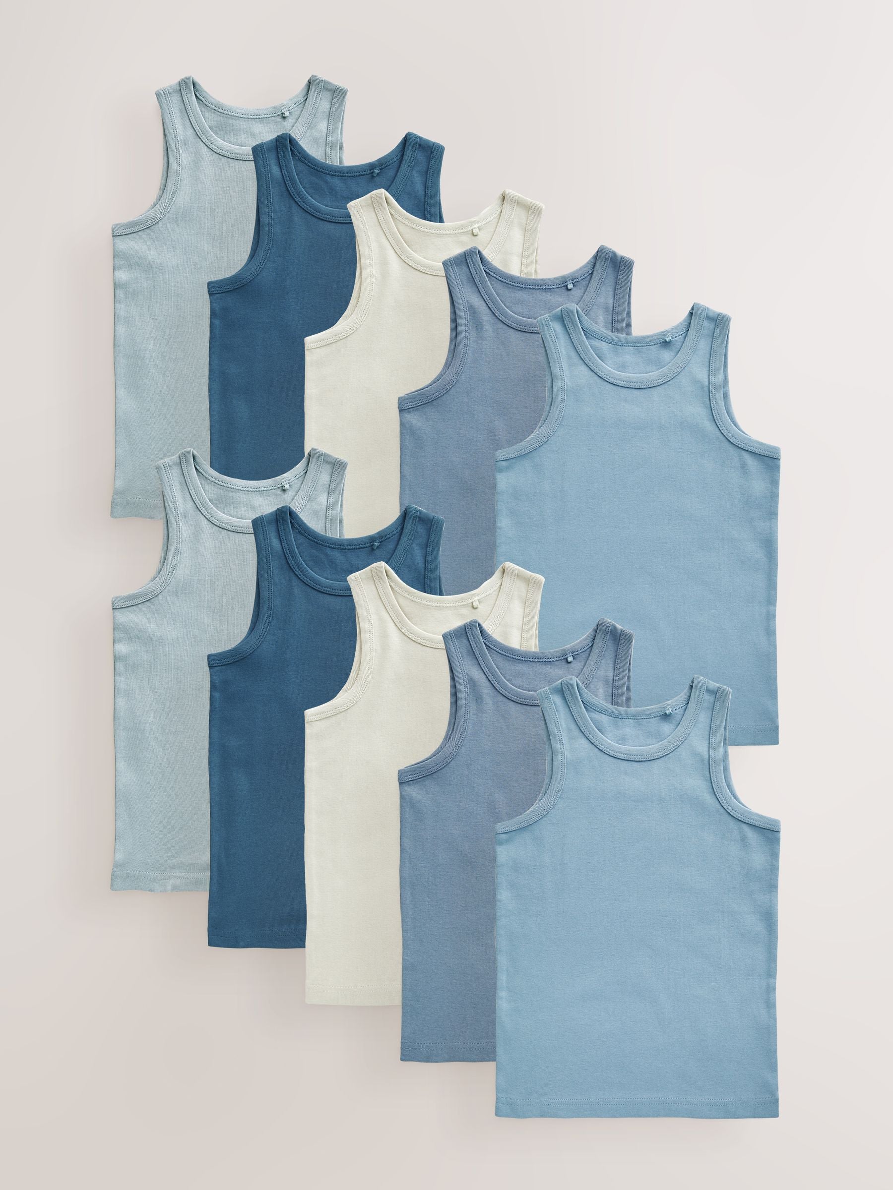 Dsiney Kidz - Tonal Blue Cotton Vests 10 Pack (1.5-16yrs) image 1