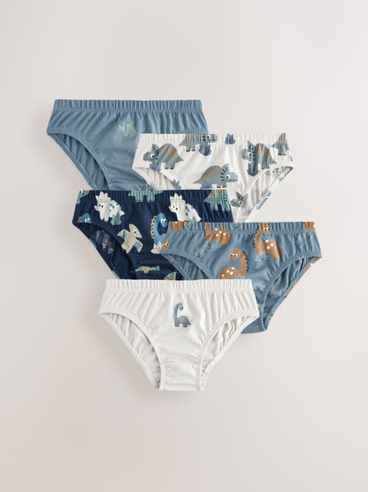 Dsiney Kidz - Blue Dinosaur Cotton Printed Briefs 5 Pack (1.5-10yrs) image 1