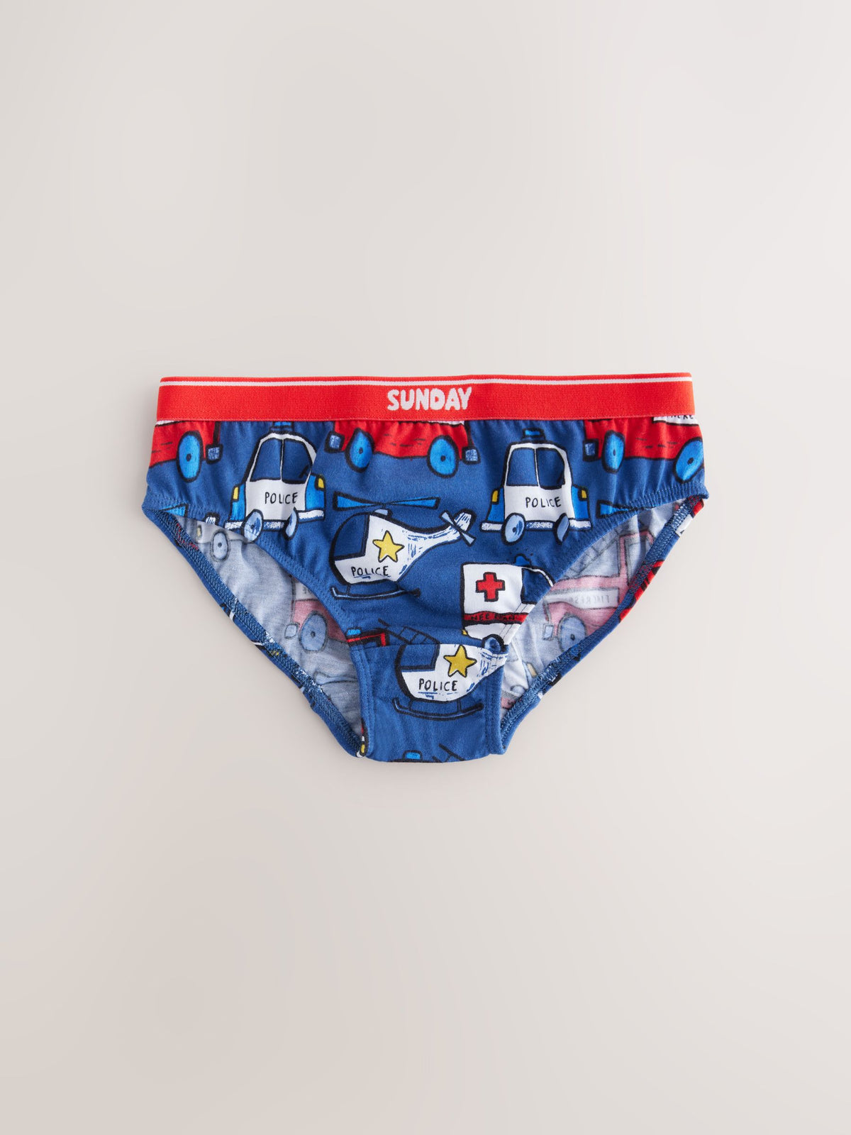 Dsiney Kidz - Red/Blue Emergency Vehicles Cotton Briefs 7 Pack (1.5-10yrs) image 4