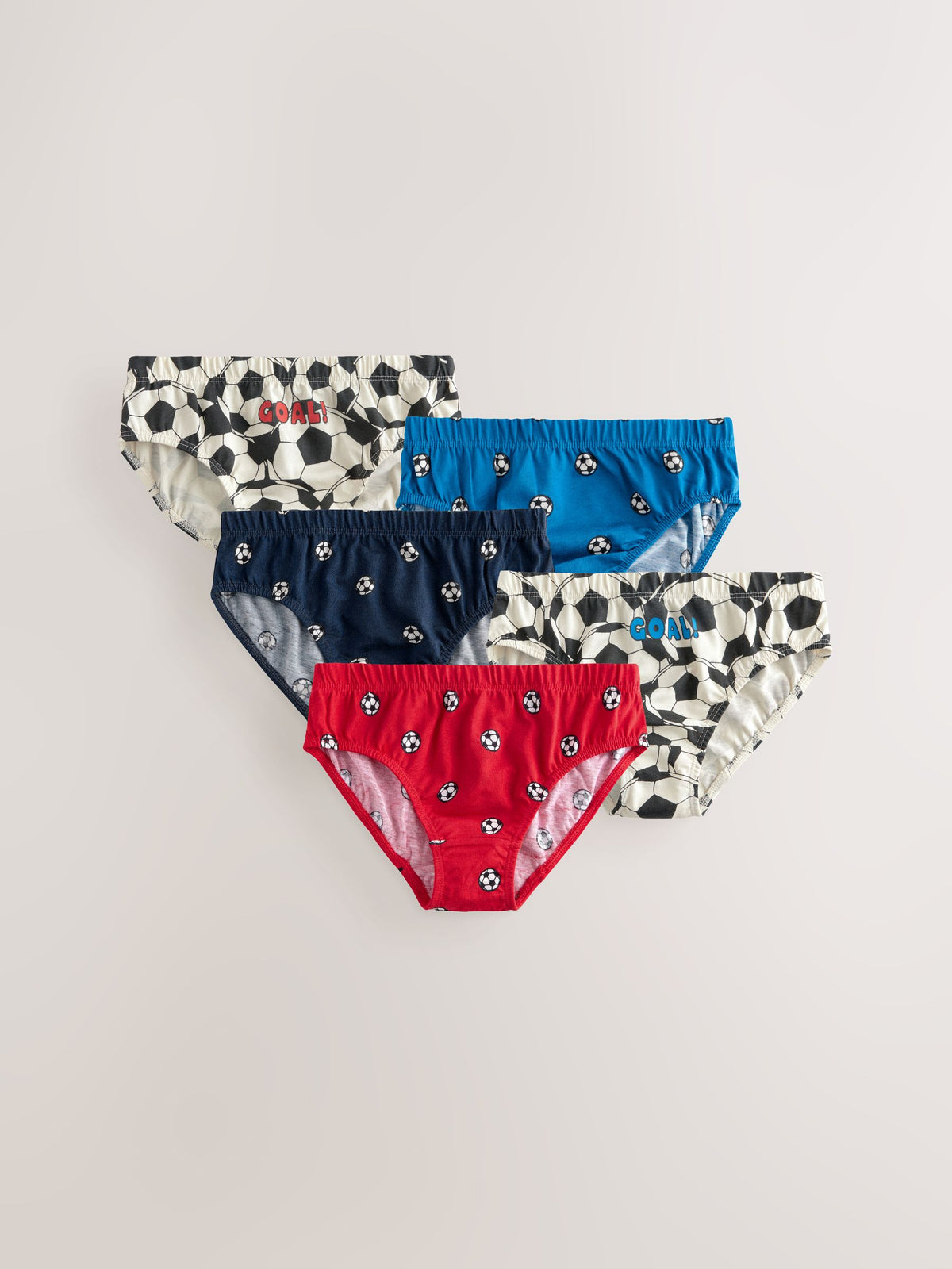 Dsiney Kidz - Red/Blue Football Cotton Printed Briefs 5 Pack (1.5-10yrs) image 1