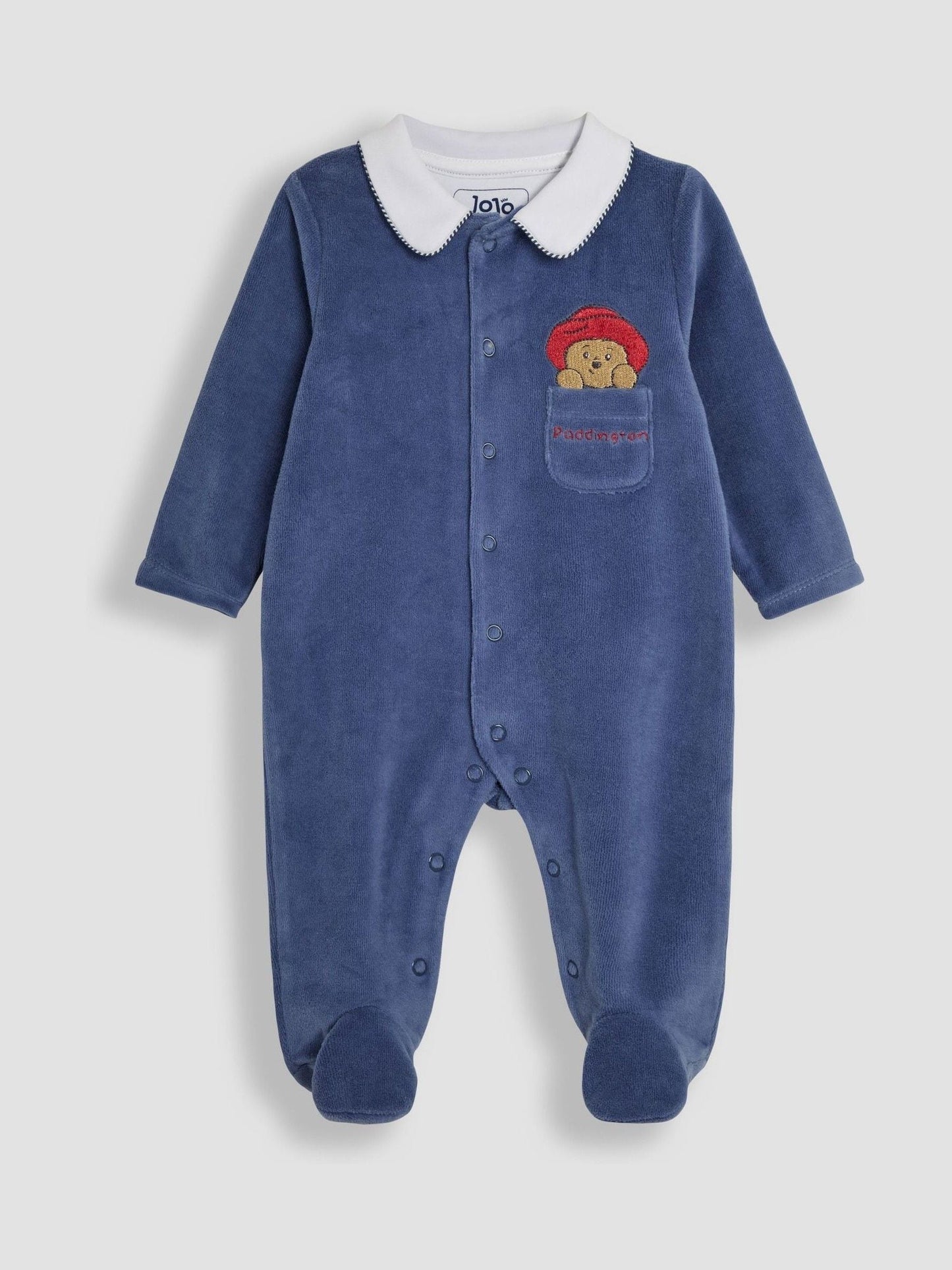 JoJo Maman Bébé Navy Paddington Velour Collared All-in-One image 1