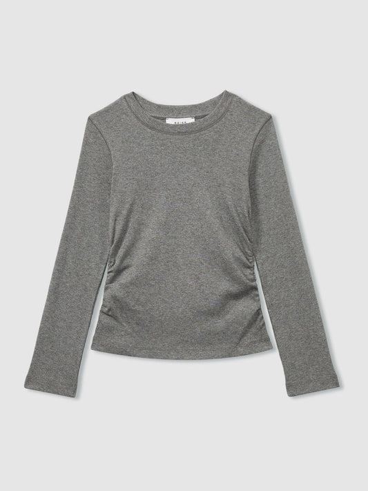 Dsiney Kidz - Reiss Grey Trina 13-14 yrs Cotton-Blend Ruched T-Shirt image 1