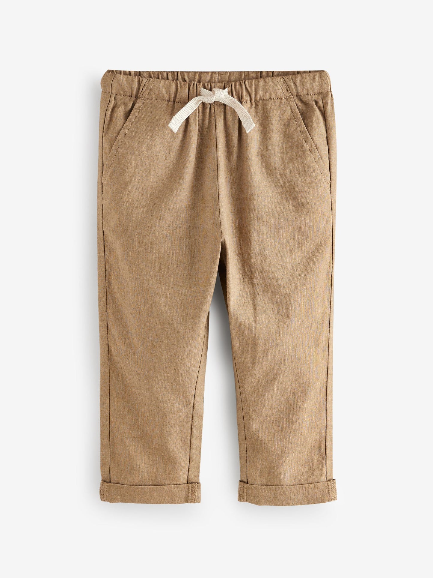Tan Brown Regular Fit Linen Blend Pull on Trousers (3mths-7yrs) image 5