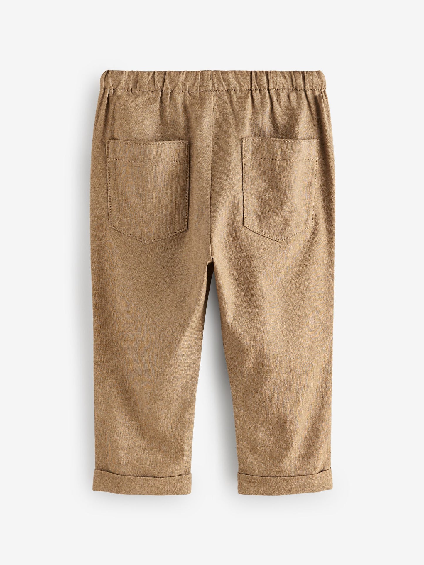 Tan Brown Regular Fit Linen Blend Pull on Trousers (3mths-7yrs) image 6