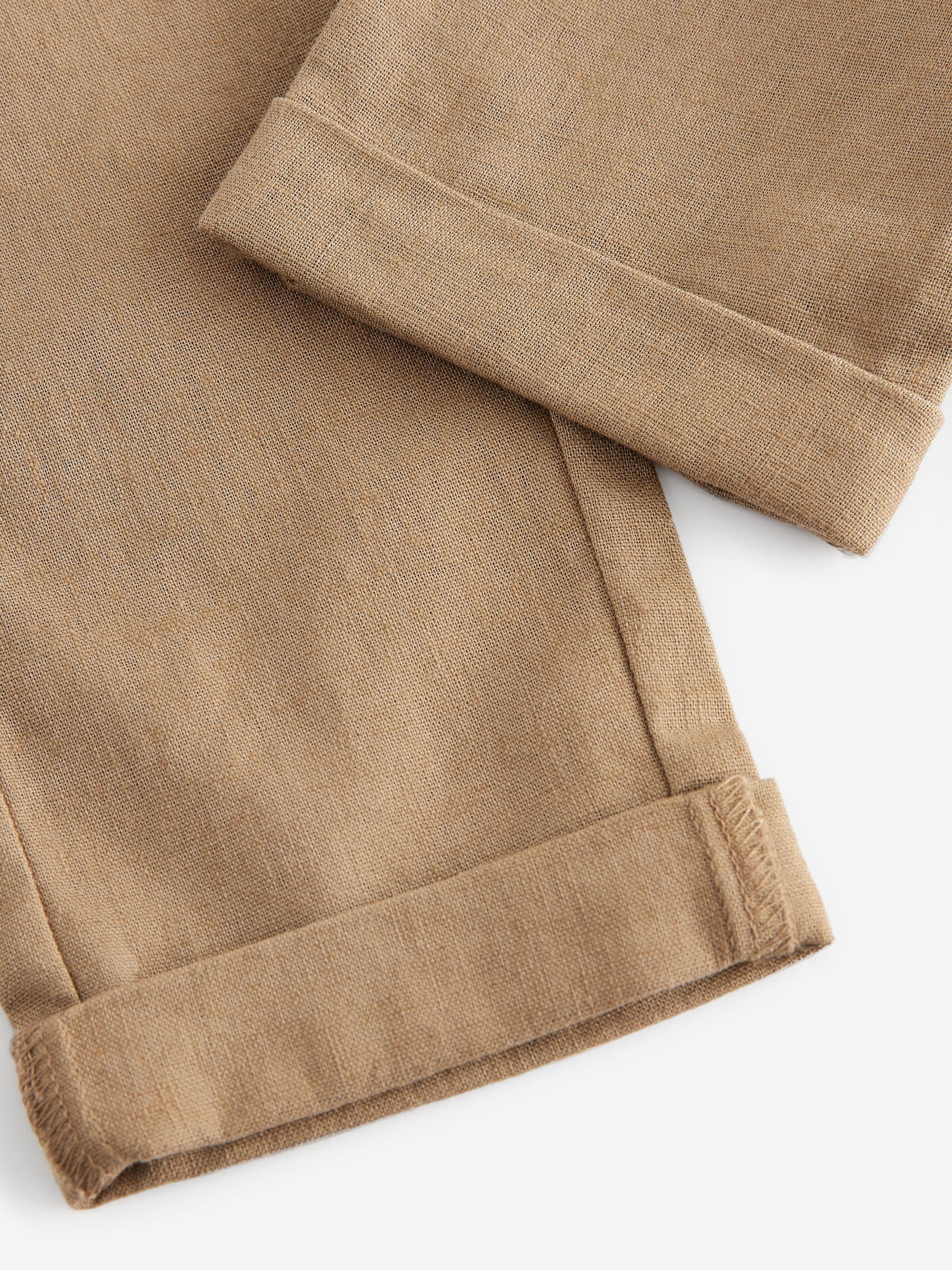 Tan Brown Regular Fit Linen Blend Pull on Trousers (3mths-7yrs) image 7