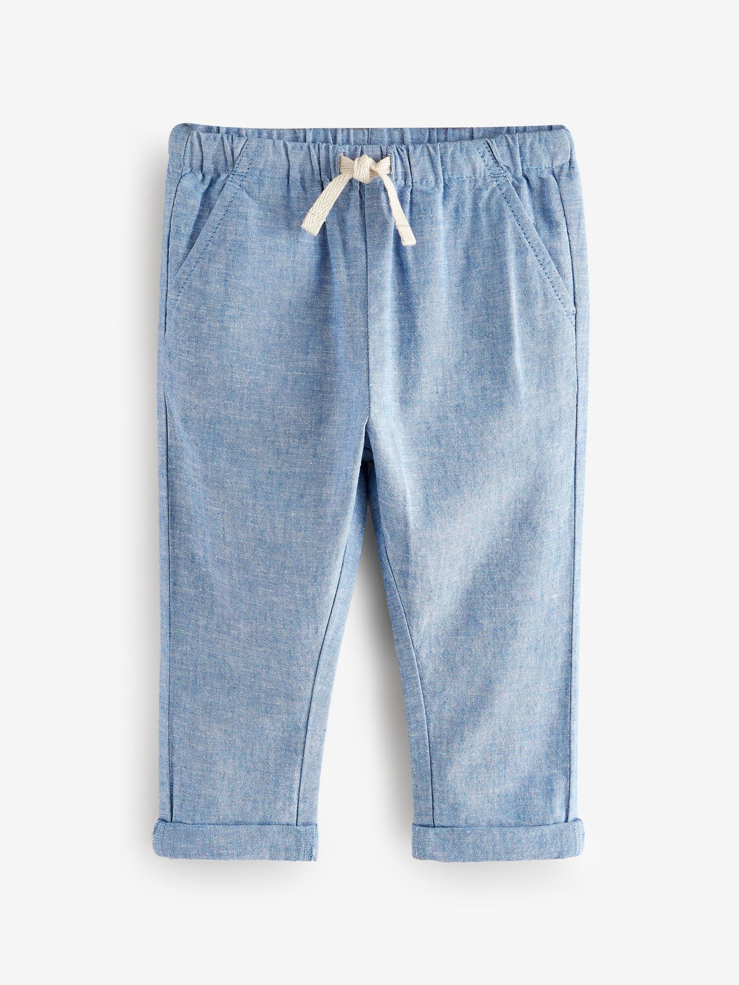 Chambray Blue Regular Fit Linen Blend Pull on Trousers (3mths-7yrs) image 5