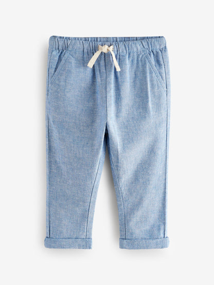 Chambray Blue Regular Fit Linen Blend Pull on Trousers (3mths-7yrs) image 5