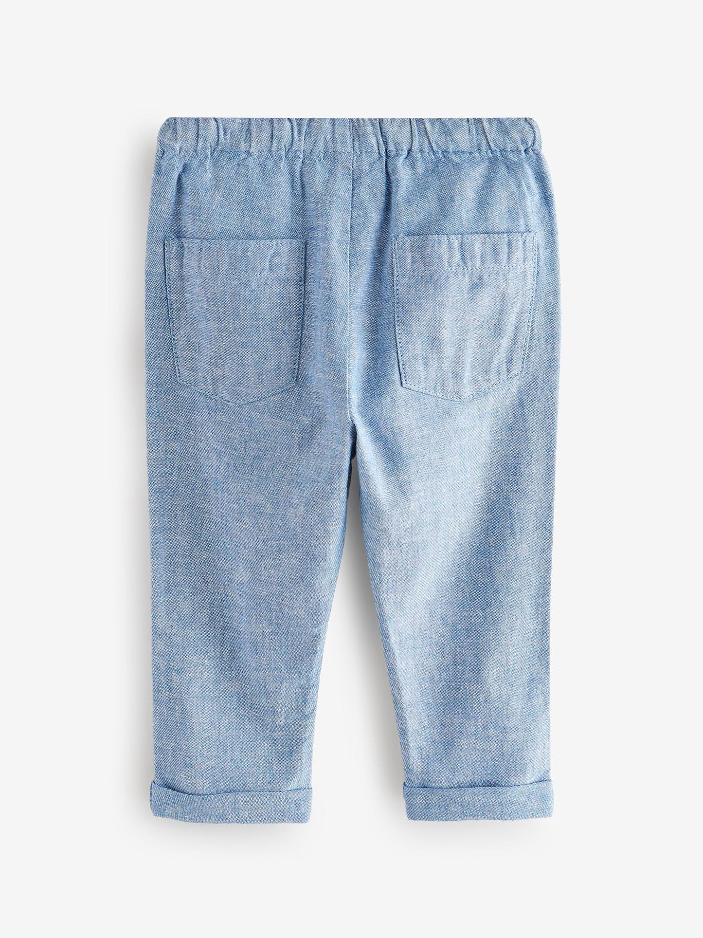 Chambray Blue Regular Fit Linen Blend Pull on Trousers (3mths-7yrs) image 6