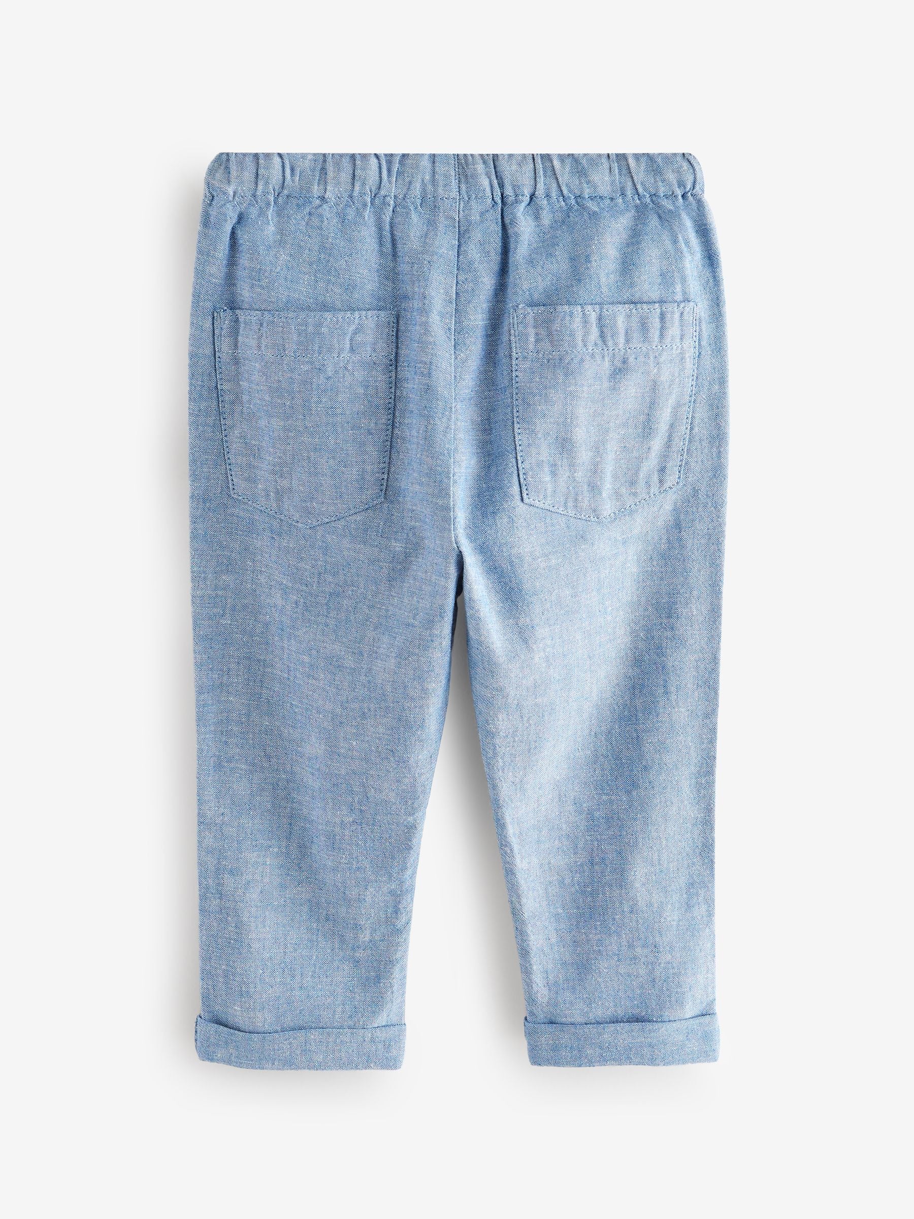 Chambray Blue Regular Fit Linen Blend Pull on Trousers (3mths-7yrs) image 6