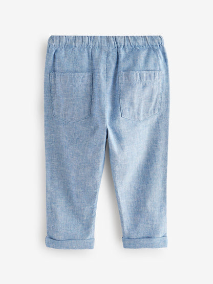 Chambray Blue Regular Fit Linen Blend Pull on Trousers (3mths-7yrs) image 6