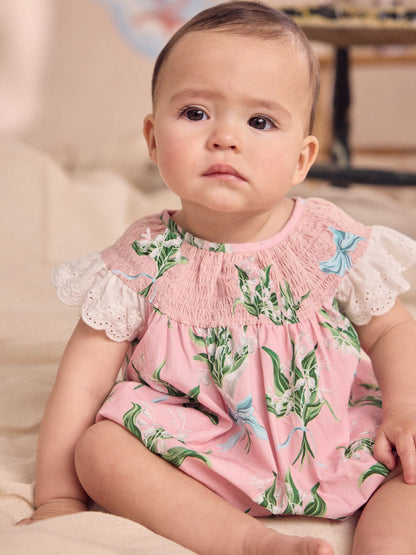 Pink Floral Cath Kidston Cotton Printed Baby Broderie Romper image 3