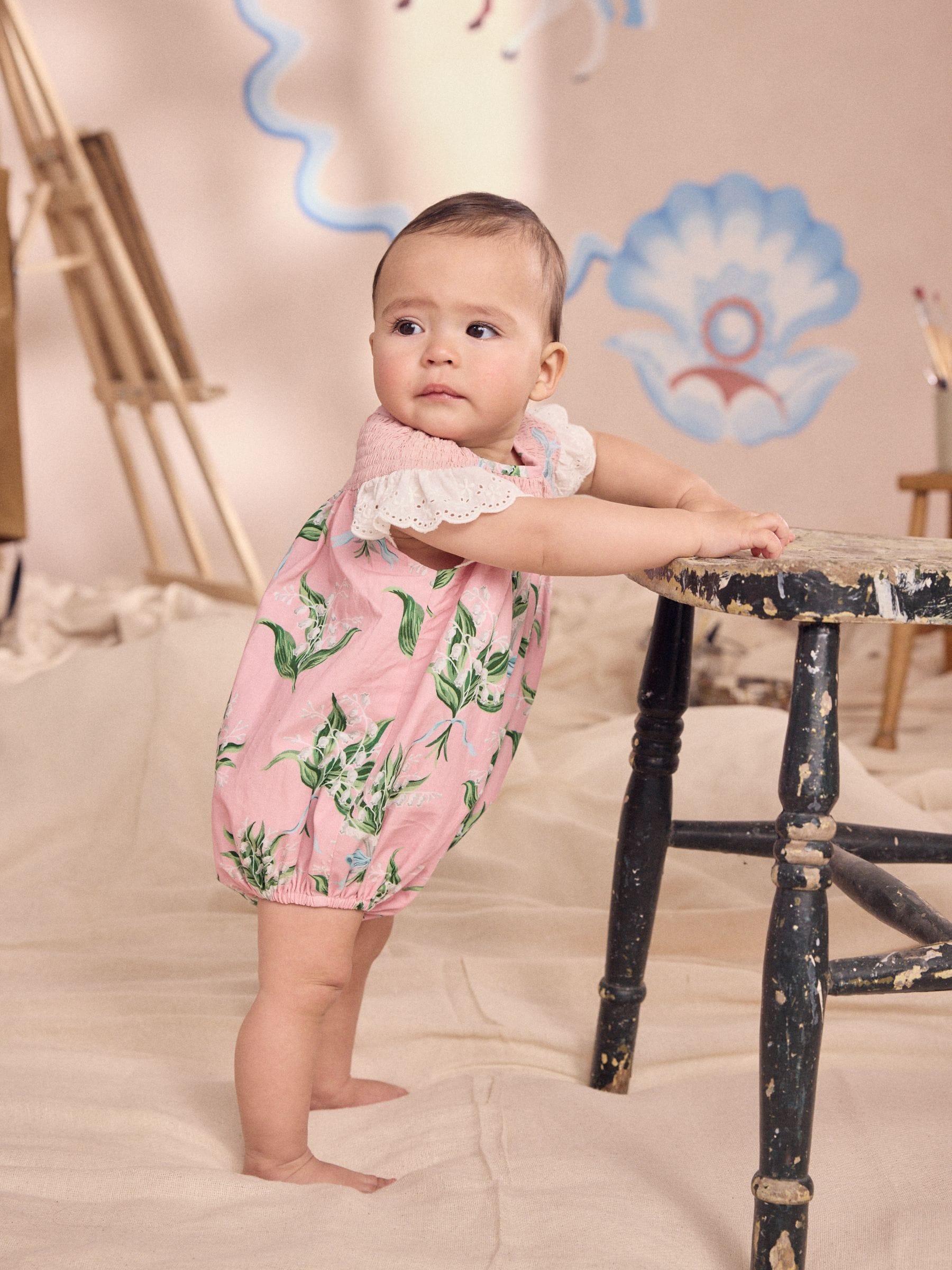 Pink Floral Cath Kidston Cotton Printed Baby Broderie Romper image 4