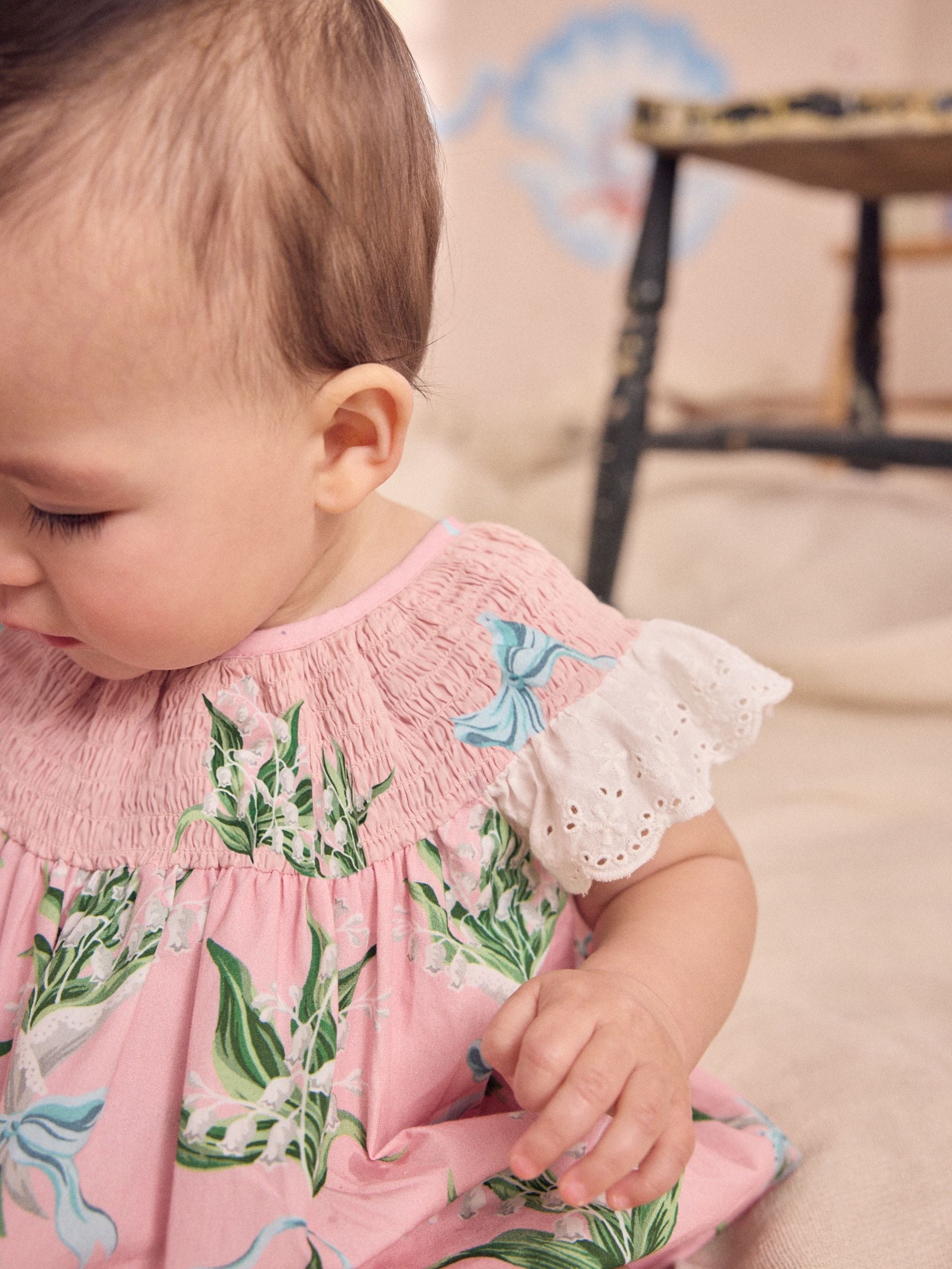 Pink Floral Cath Kidston Cotton Printed Baby Broderie Romper image 5