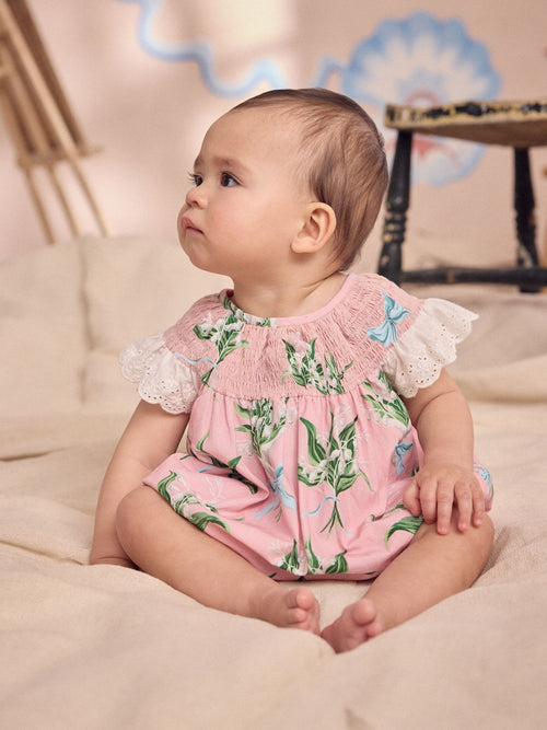 Pink Floral Cath Kidston Cotton Printed Baby Broderie Romper image 1