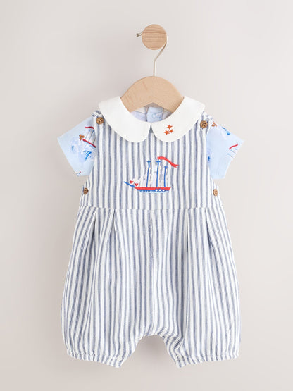 Blue Striped Cath Kidston 100% Cotton Baby Dungaree