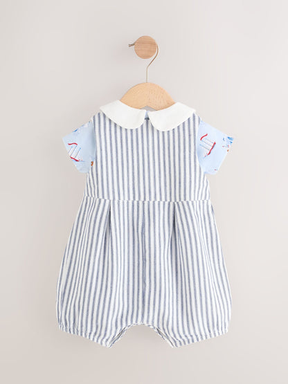 Blue Striped Cath Kidston 100% Cotton Baby Dungaree