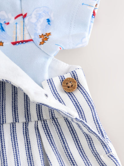 Blue Striped Cath Kidston 100% Cotton Baby Dungaree
