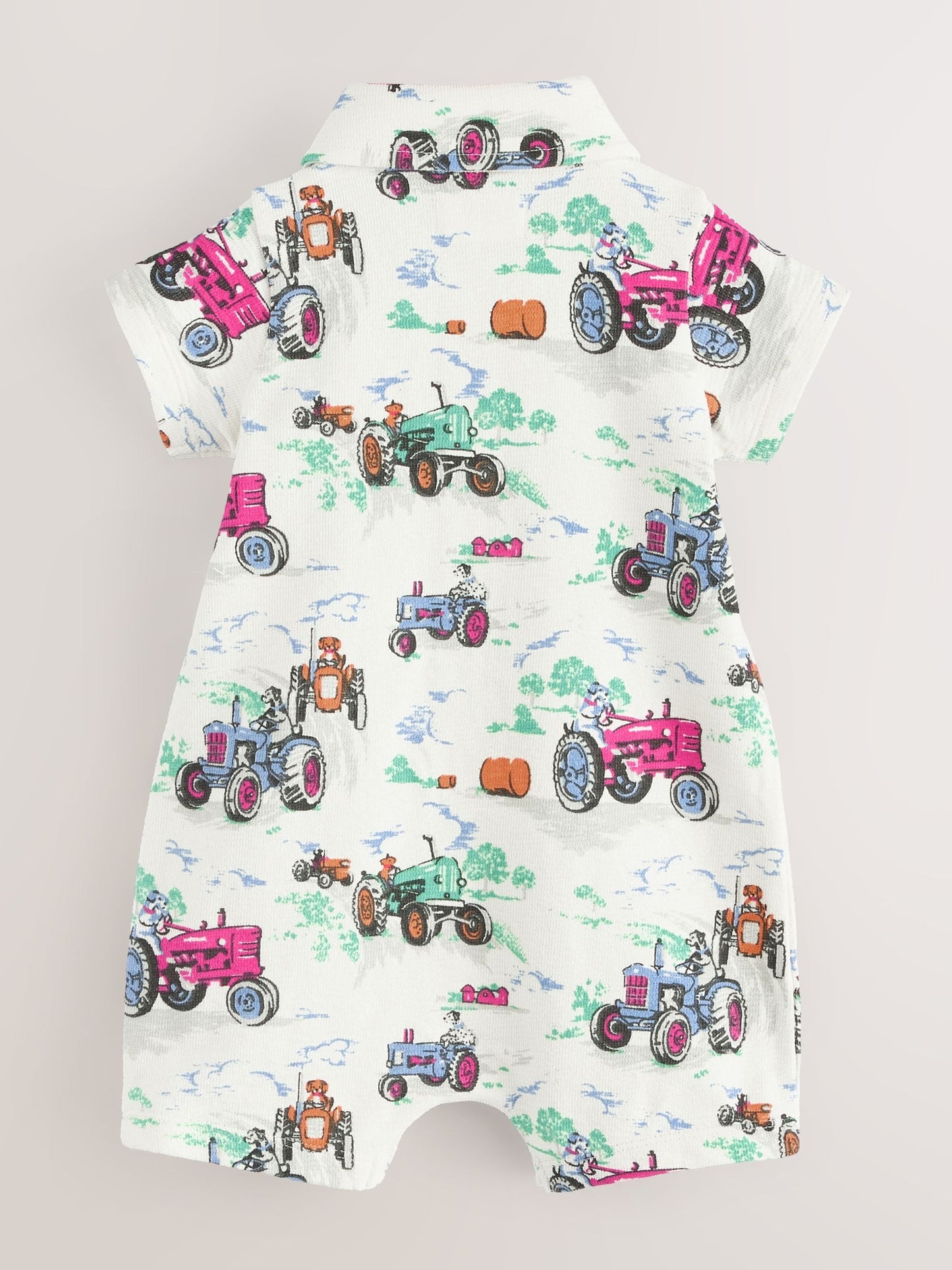 Ecru Tractor Printed Collared 100% Cotton Cath Kidston Romper image 5