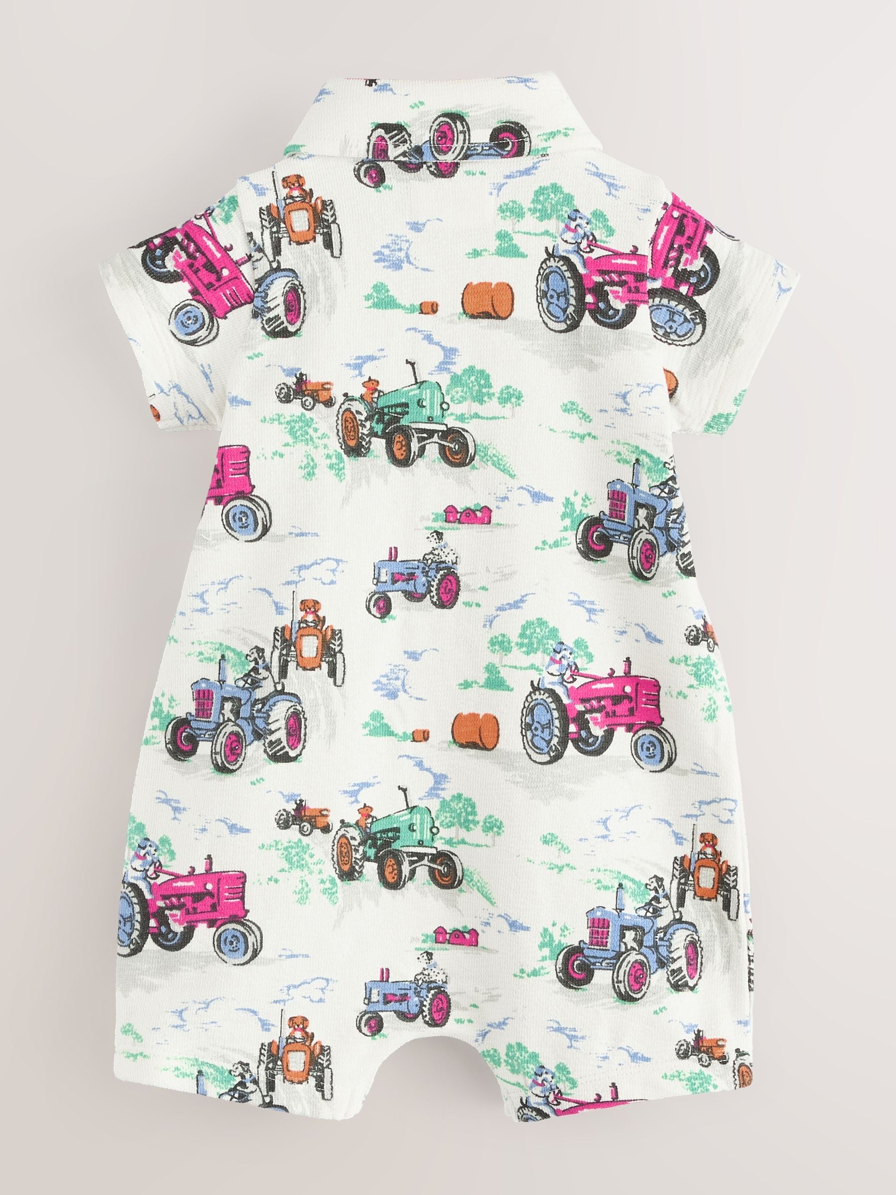 Ecru Tractor Printed Collared 100% Cotton Cath Kidston Romper image 5