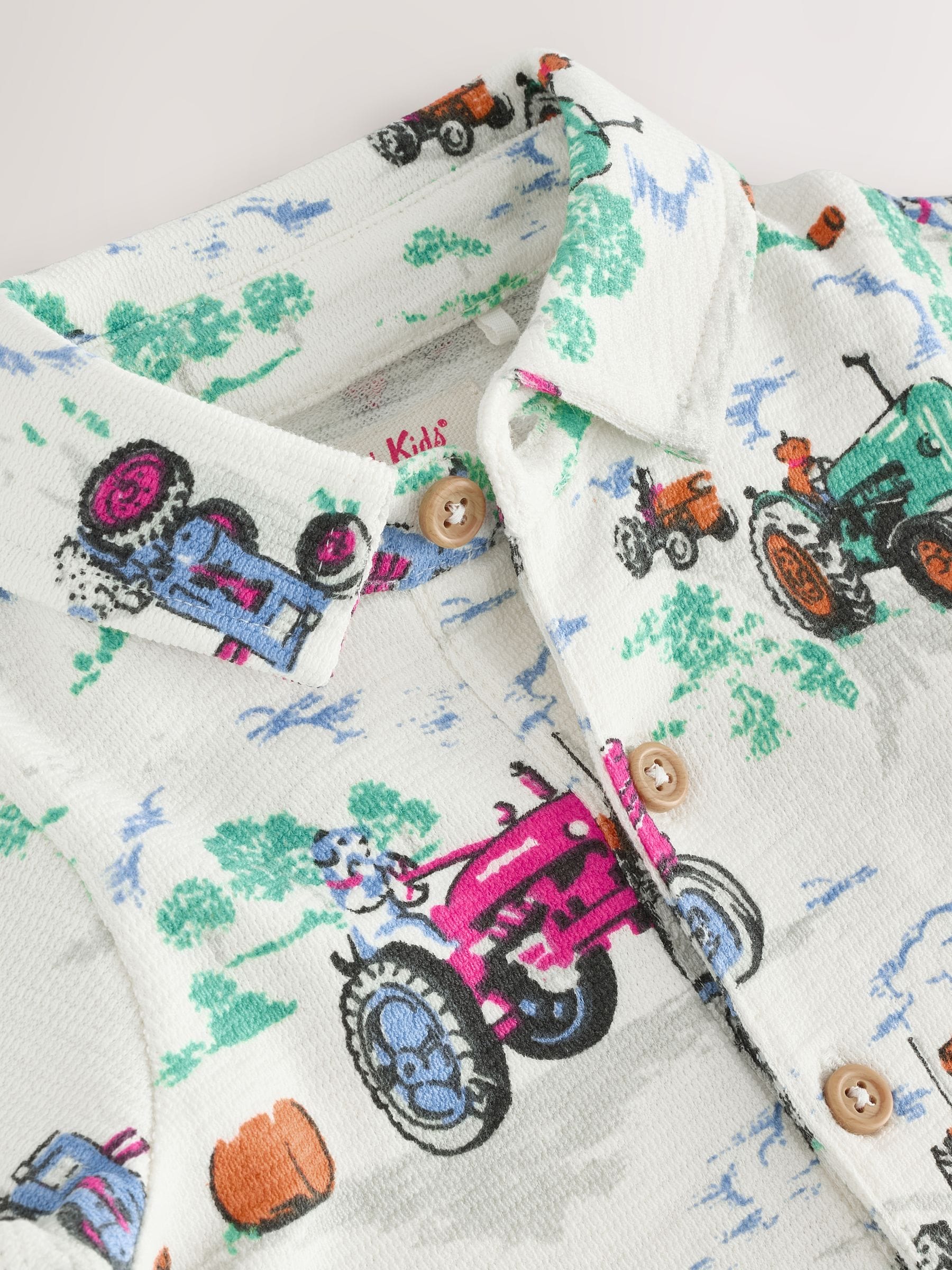 Ecru Tractor Printed Collared 100% Cotton Cath Kidston Romper image 6