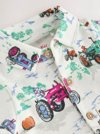 Ecru Tractor Printed Collared 100% Cotton Cath Kidston Romper image 6