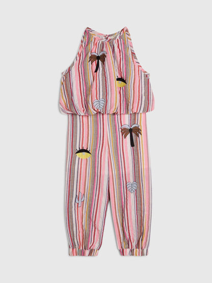 River Island Pink Stripe Halter Neck Top & Hareem Set image 4