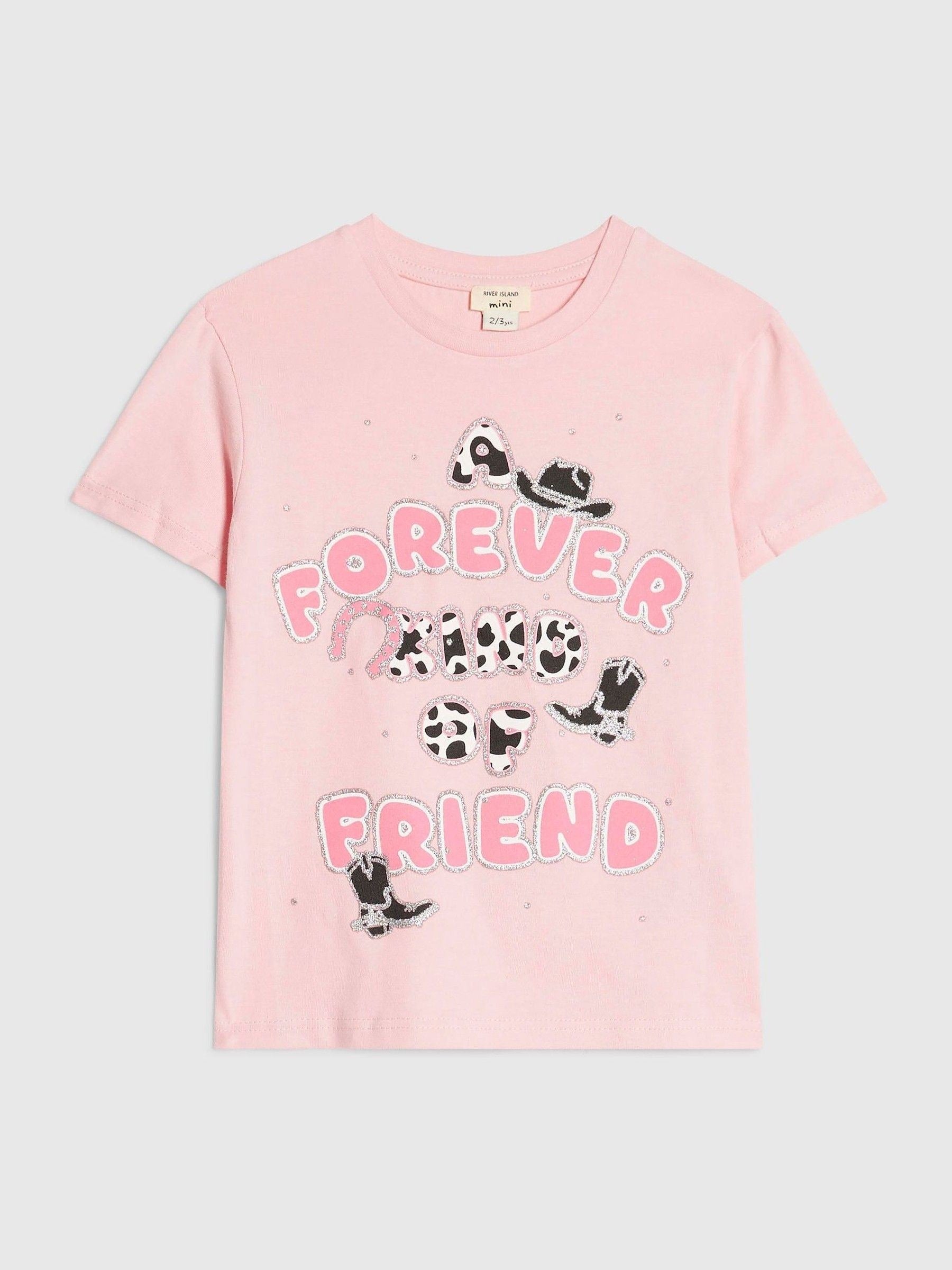 Dsiney Kidz - River Island Pink Forever Kind of Friend T-Shirt image 1