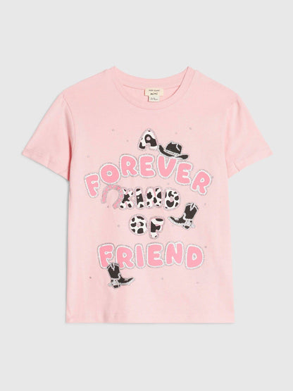 Dsiney Kidz - River Island Pink Forever Kind of Friend T-Shirt image 1