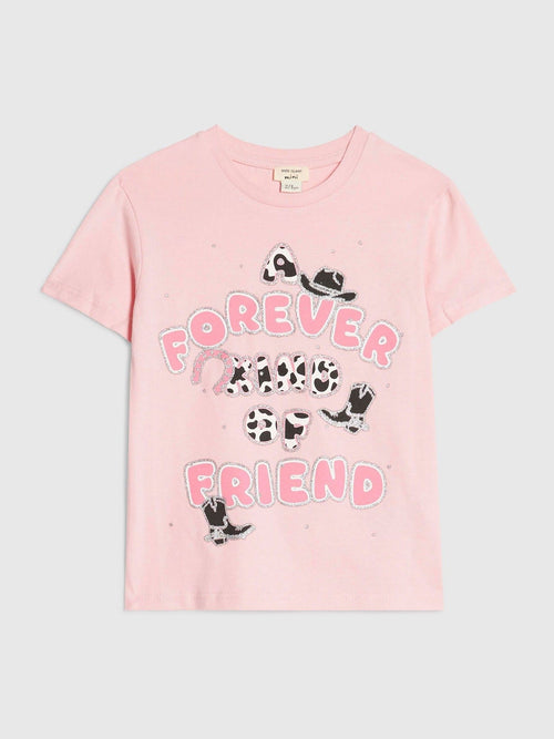 Dsiney Kidz - River Island Pink Forever Kind of Friend T-Shirt image 1