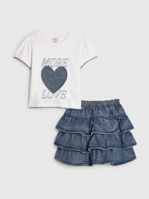 Dsiney Kidz - River Island Blue Pretty Bow T-Shirt & Rara Skirt Set image 1