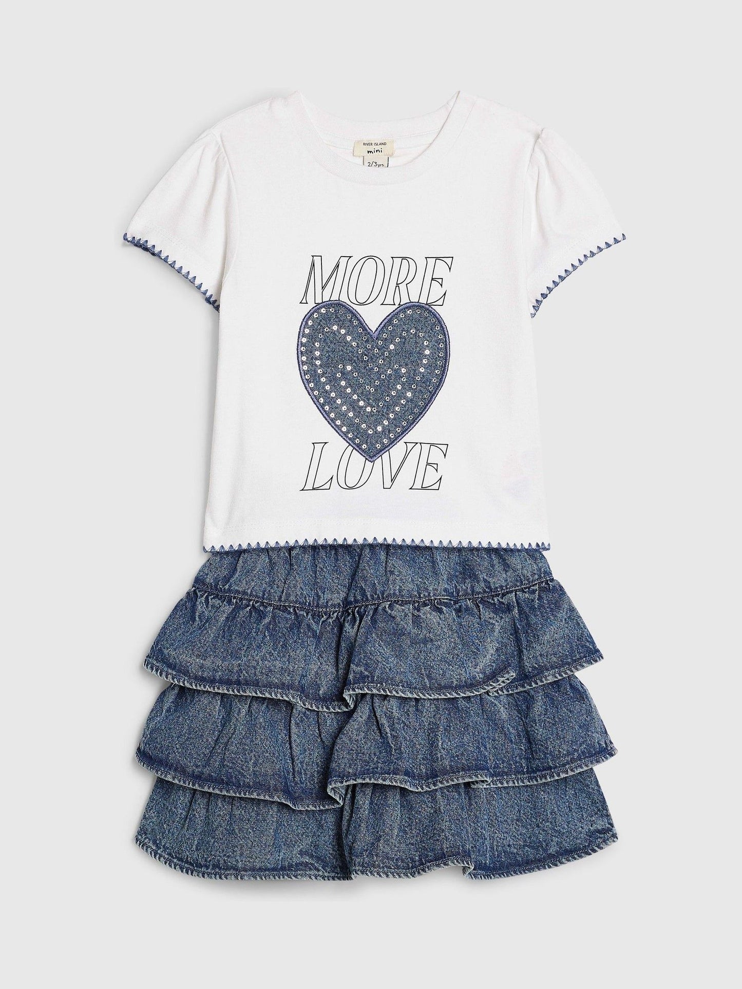 Dsiney Kidz - River Island Blue Pretty Bow T-Shirt & Rara Skirt Set image 3
