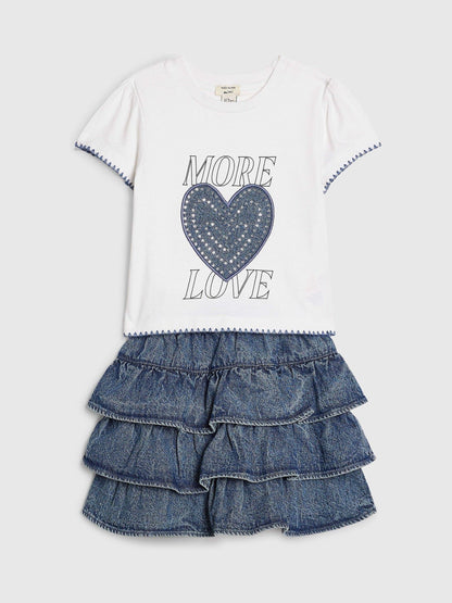 Dsiney Kidz - River Island Blue Pretty Bow T-Shirt & Rara Skirt Set image 3