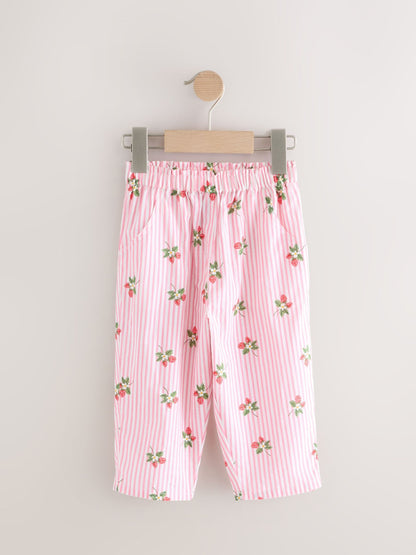 Pink Strawberry Print Pull On Trousers (3mths-7yrs) image 5