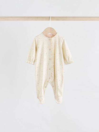 Pink 3 Pack Baby Sleepsuits with Matching Turbans (0mths-2yrs) image 4