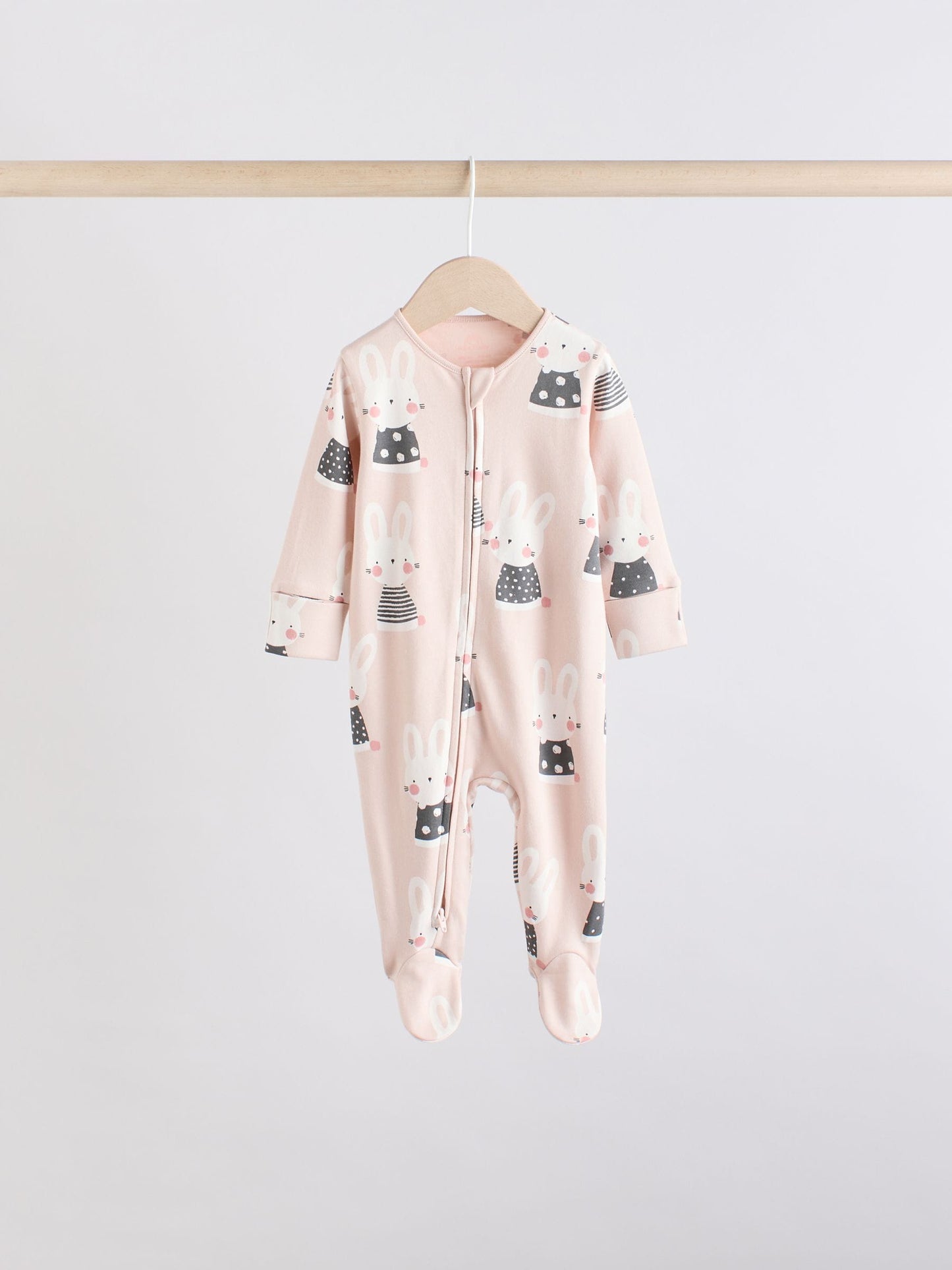 Brown/Cream 5 Pack Two Way Zip Baby Sleepsuits (0mths-2yrs) image 5