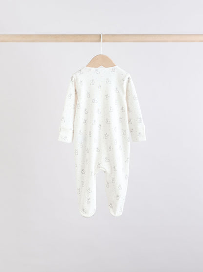 Brown/Cream 5 Pack Two Way Zip Baby Sleepsuits (0mths-2yrs) image 8