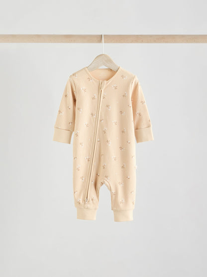 Neutral 5 Pack Two Way Zip Baby Sleepsuits (0mths-3yrs) image 5