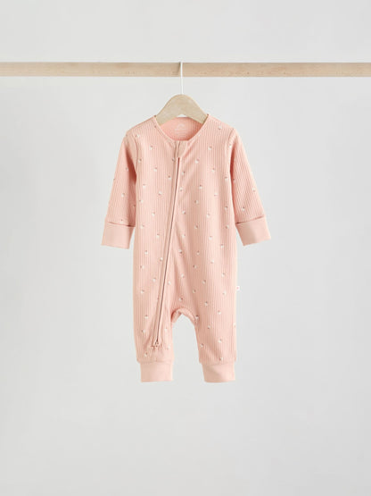 Neutral 5 Pack Two Way Zip Baby Sleepsuits (0mths-3yrs) image 7