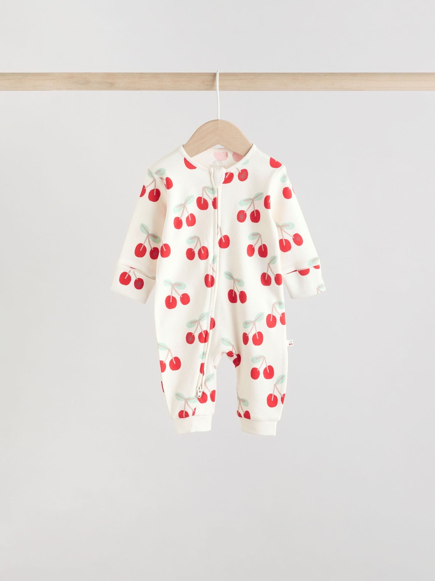 Red Cherry Print Two Way Zip Baby Sleepsuits 4 Pack (0mths-3yrs)