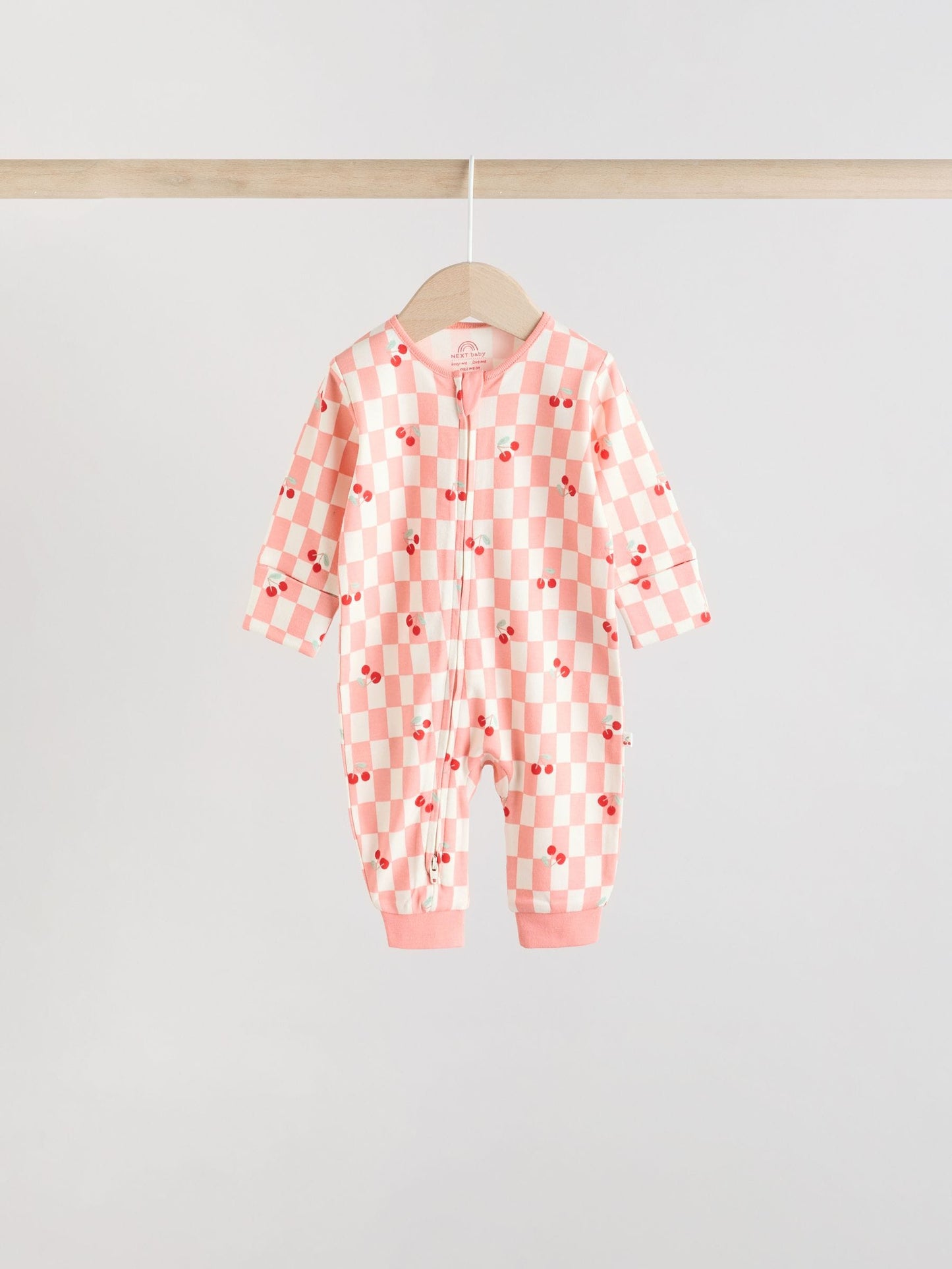 Red Cherry Print Two Way Zip Baby Sleepsuits 4 Pack (0mths-3yrs)