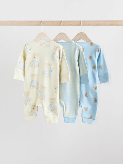 Blue 3 Pack Baby Sleepsuits (0-3yrs)