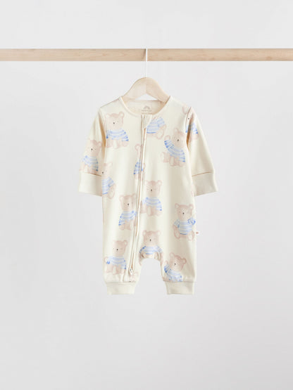 Blue 3 Pack Baby Sleepsuits (0-3yrs) image 6