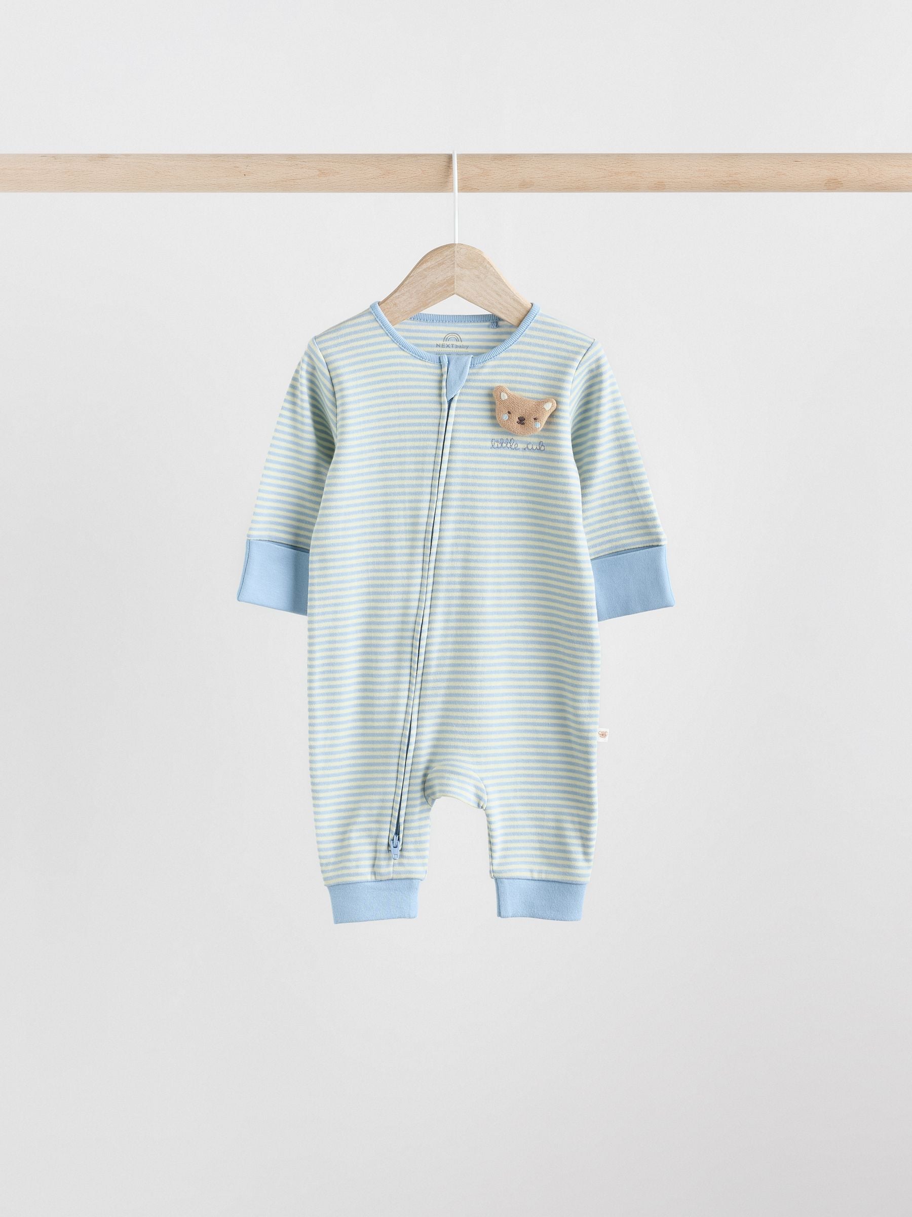 Blue 3 Pack Baby Sleepsuits (0-3yrs) image 8